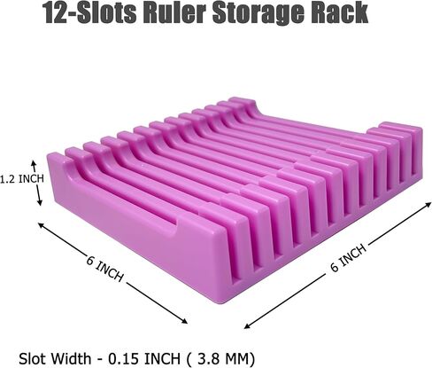 Storage Rack for Quilting Rulers and Non-Slip Grip Rings for Quilting Templates Kit, 12 Slots Ruler Holder Organizer (1Set-Purple) in Saudi Arabia