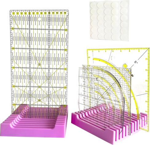 Storage Rack for Quilting Rulers and Non-Slip Grip Rings for Quilting Templates Kit, 12 Slots Ruler Holder Organizer (1Set-Purple) in Saudi Arabia