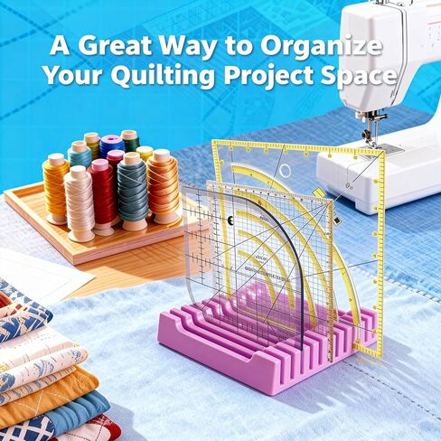 Storage Rack for Quilting Rulers and Non-Slip Grip Rings for Quilting Templates Kit, 12 Slots Ruler Holder Organizer (1Set-Purple) in Saudi Arabia