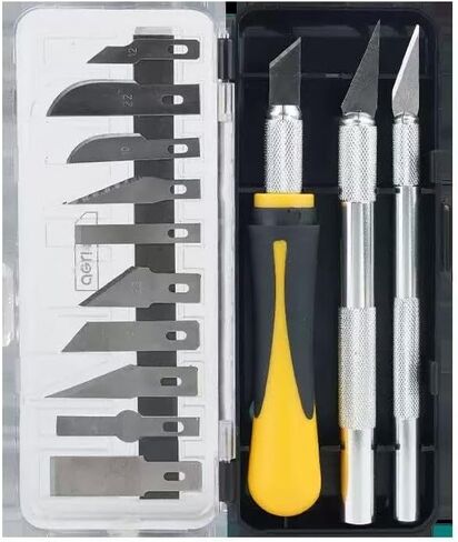 مجموعة سكاكين حرفية فاخرة مكونة من 16 قطعة، و10 شفرات من الفولاذ الكربوني قابلة للاستبدال، وسكين هواية لسجلات القصاصات، والاستنسل، والهندسة المعمارية، وأعمال الخشب/الجلد in Kuwait