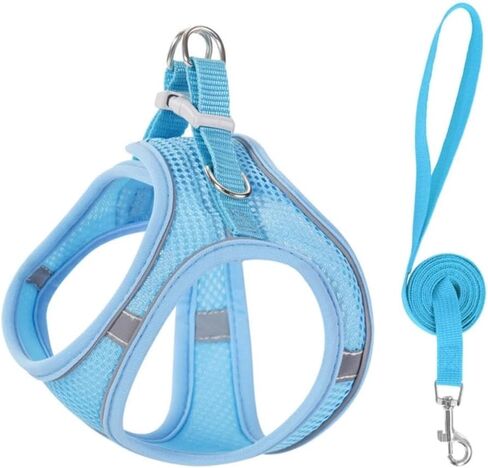 Cat Harness and Leash Set, Soft and Breathable Vest with Reflective Strip, Escape Proof Kitten Harness, Easy to Wear for Cats Walking and Traveling (Blue,m) in Saudi Arabia