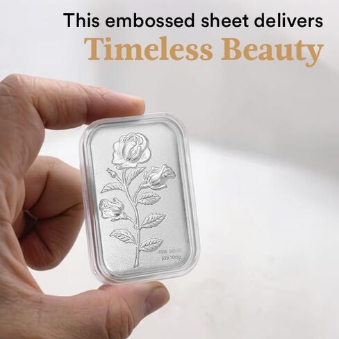 999 Fine Silver Emboss Sheet – Pure 999 Fine Silver Bar Style Sheet - (10 mg, 31x45.50 mm) Real Jewelry - luxurious & Premium Gifting Collections—Anniversary, Engagement, Birthday Gifts in Saudi Arabia