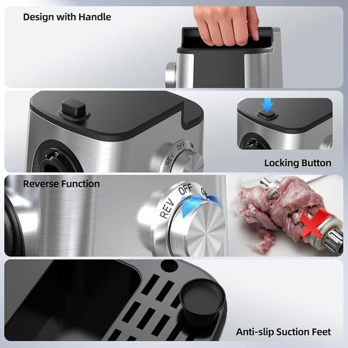 مفرمة لحم فيمي، محضر طعام من الفولاذ المقاوم للصدأ وحشو سجق، مفرمة لحم شديدة التحمل 4 في 1 مع شفرتين و3 أطباق ومجموعة كبة وصانعة البسكويت، للمطبخ المنزلي واللحم البقري المطحون in Kuwait