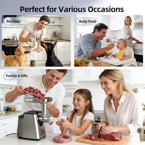 مفرمة لحم فيمي، محضر طعام من الفولاذ المقاوم للصدأ وحشو سجق، مفرمة لحم شديدة التحمل 4 في 1 مع شفرتين و3 أطباق ومجموعة كبة وصانعة البسكويت، للمطبخ المنزلي واللحم البقري المطحون in Kuwait