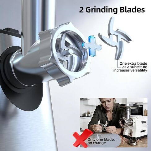 مفرمة لحم فيمي، محضر طعام من الفولاذ المقاوم للصدأ وحشو سجق، مفرمة لحم شديدة التحمل 4 في 1 مع شفرتين و3 أطباق ومجموعة كبة وصانعة البسكويت، للمطبخ المنزلي واللحم البقري المطحون in Kuwait