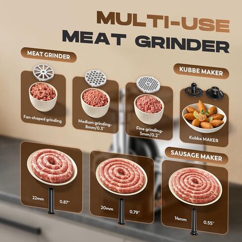 CGOLDENWALL Electric Meat Grinder & Sausage Stuffer, 480lbs/H Heavy Duty Meat Mincer with Speed Settings, 2 Stainless Steel Blades, 3 Grinding Plates, #10 Ideal for Deer Processing, Pet Food Grinding in Kuwait