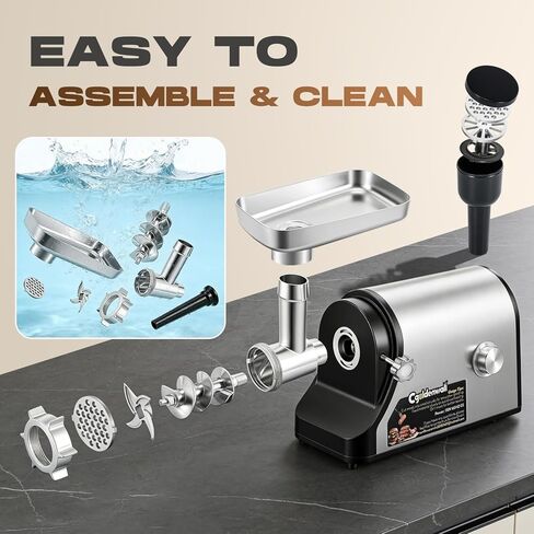 CGOLDENWALL Electric Meat Grinder & Sausage Stuffer, 480lbs/H Heavy Duty Meat Mincer with Speed Settings, 2 Stainless Steel Blades, 3 Grinding Plates, #10 Ideal for Deer Processing, Pet Food Grinding in Kuwait