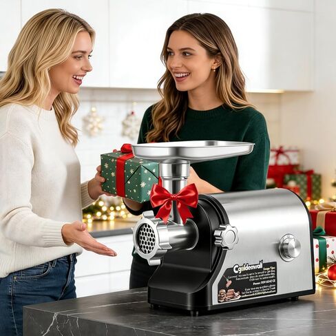 CGOLDENWALL Electric Meat Grinder & Sausage Stuffer, 480lbs/H Heavy Duty Meat Mincer with Speed Settings, 2 Stainless Steel Blades, 3 Grinding Plates, #10 Ideal for Deer Processing, Pet Food Grinding in Kuwait