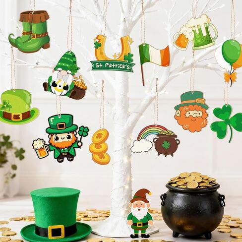 61pcs Color Your Own St. Patrick's Ornaments, Creative Hobbies DIY Irish Shamrock Leprechaun Tree Ornaments Coloring Arts Crafts for St. Patrick's Day Party Decorations Supplies in Kuwait