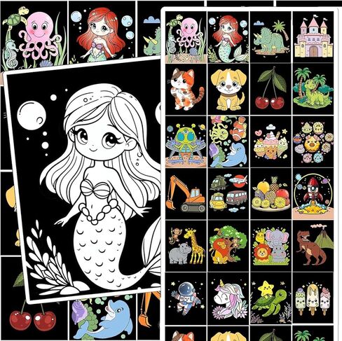 HABDJILTY 24 Pcs Velvet Coloring Posters Velvet DIY Crafts Bulk Color Your Own Posters DIY Crafts for Family Time, Arts and Crafts, Travel, Quiet Time, Sharing, Party (069) in Kuwait