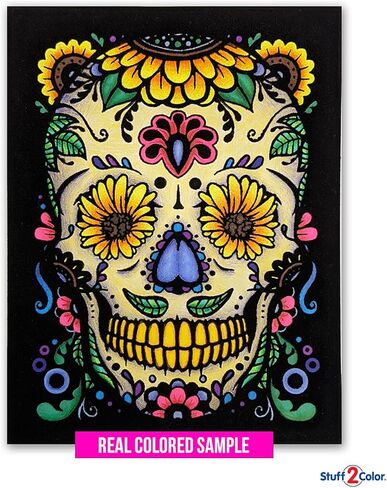 Stuff2Color Sugar Skulls Fuzzy Velvet Halloween Coloring Posters (Day of The Dead and Dia de Los Muertos) - 6 Pack - Great Halloween Arts and Craft Activity for Kids, Families, Teens and Adults in Saudi Arabia