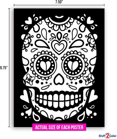 Stuff2Color Sugar Skulls Fuzzy Velvet Halloween Coloring Posters (Day of The Dead and Dia de Los Muertos) - 6 Pack - Great Halloween Arts and Craft Activity for Kids, Families, Teens and Adults in Saudi Arabia