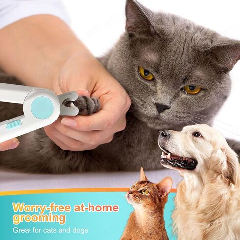 Dog/Cat Nail Clippers with Light - Safe Trimming for Cats & Dogs, Illuminates Quick to Prevent Overcutting, Includes Nail File for Thick Nails in Saudi Arabia