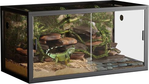 120 Gallon Bearded Dragon Tank,4x2x2 FT Reptile Terrariums,Front Opening Glass Enclosure for Lizard Chameleon Snake,Tropical Rainforest Habitat with Screen Ventilation Top in Kuwait