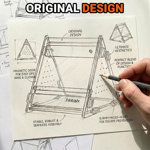 حاوية عنكبوتية قفز مثلثة، تررم أكريليك بأبواب مغناطيسية، تهوية دقيقة 0.8 مم وتصميم مقاوم للهروب للرتيلاء والسحالي والحيوانات الأليفة الصغيرة، 3.5 بوصة × 3.5 بوصة × 3.5 بوصة in Saudi Arabia