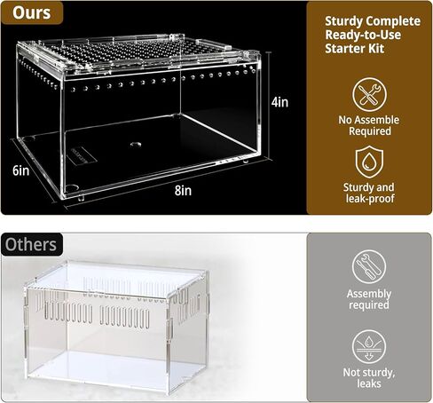 Tarantula Enclosure, 5-in-1 Reptile Terrarium Starter Kit | Pre-Assembled PC Habitat with Magnetic Lid, Full Ventilation & Waterproof for Jumping Spiders, Hermit Crabs, Frogs, Scorpions in Saudi Arabia