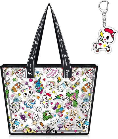 Tokidoki Clear Tote Bag with Unicorno Keychain Waterproof Transparent Beach Bag Purse Small Shoulder Bag Handbag for Women in Saudi Arabia