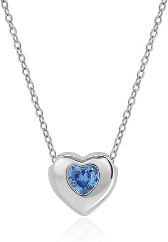 Meissa Silver Necklace for Women Dainty Pink Blue Heart Pendant Necklace Cute Diamond Chain Necklace Fashion Jewelry Gift in Saudi Arabia