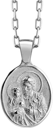 Saint Joseph Handmade Necklace in Sterling Silver, St Joseph and Baby Jesus Charm Pendant with Silver Chain, Custom Religious Gift Jewelry in Saudi Arabia