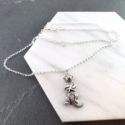 Sterling Silver Sea Otter Necklace – Handmade Ocean Animal Pendant, Symbol of Joy & Playfulness in Saudi Arabia