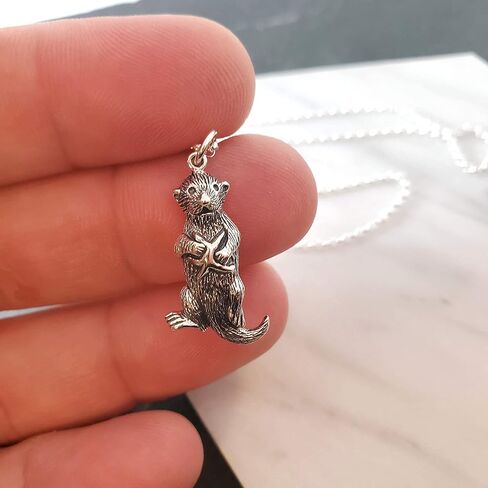 Sterling Silver Sea Otter Necklace – Handmade Ocean Animal Pendant, Symbol of Joy & Playfulness in Saudi Arabia