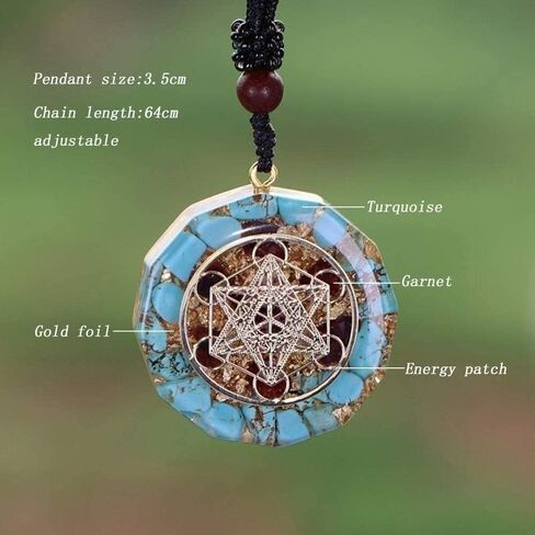 Orgone Metatron Cube Turquoise Necklace,Orgonite Resin Protection Amulet Pendant,Blue in Saudi Arabia