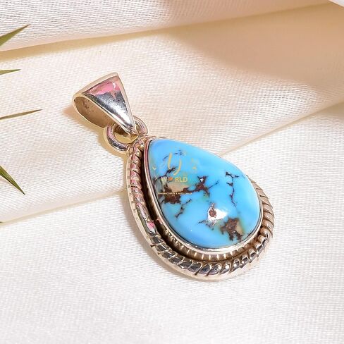 Natural Top Quality Kingman Turquoise Gemstone 925 Sterling Silver Heart Shape Orange Stone Handmade Statement Pendant Necklace for Women Gift for Her in Saudi Arabia