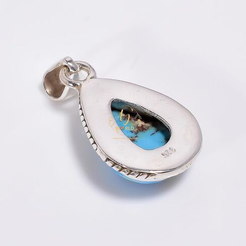 Natural Top Quality Kingman Turquoise Gemstone 925 Sterling Silver Heart Shape Orange Stone Handmade Statement Pendant Necklace for Women Gift for Her in Saudi Arabia