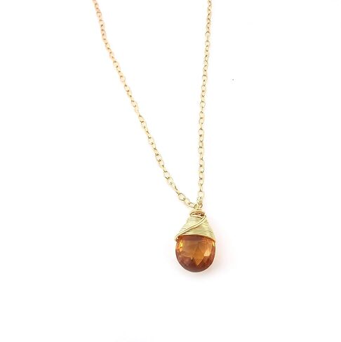 Gold November Birthstone Yellow Citrine Necklace -14k Gold Filled Briolette Teardrop Jewelry - Gift for Her in Saudi Arabia