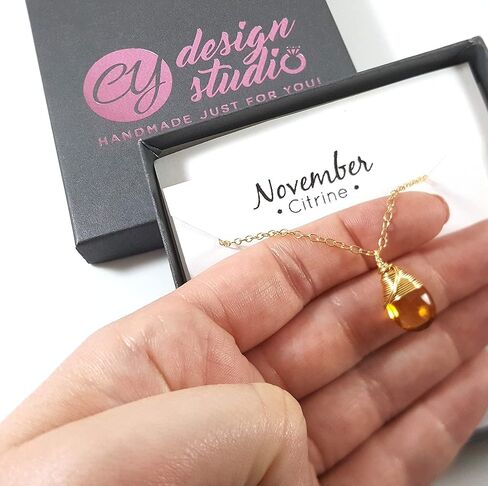 Gold November Birthstone Yellow Citrine Necklace -14k Gold Filled Briolette Teardrop Jewelry - Gift for Her in Saudi Arabia