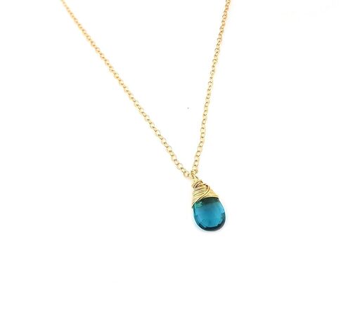 December Birthstone Blue Topaz Quartz 14k Gold Filled Necklace - Gift for Her in Saudi Arabia