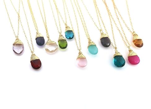 December Birthstone Blue Topaz Quartz 14k Gold Filled Necklace - Gift for Her in Saudi Arabia
