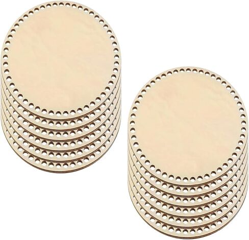 Yucenora 12 قطعة من سلة خشبية سفلية، قاعدة حياكة خشبية غير مكتملة بدائرة كروشيه مقاس 15.24 سم لصنع السلة بنفسك in Kuwait