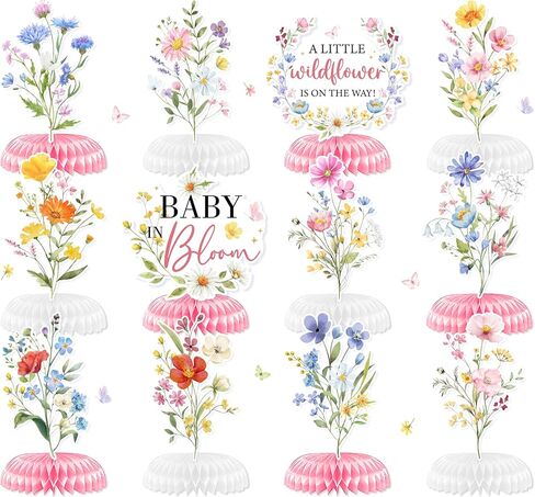 Baby in Bloom Baby Shower Decorations Honeycomb Centerpiece, 12PCS Wildflower Baby Shower Honeycomb Centerpiece A Little Wildflower Is On The Way Paper Centerpiece for Spring Floral Table Decor in Kuwait