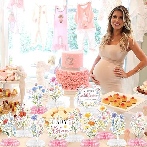 Baby in Bloom Baby Shower Decorations Honeycomb Centerpiece, 12PCS Wildflower Baby Shower Honeycomb Centerpiece A Little Wildflower Is On The Way Paper Centerpiece for Spring Floral Table Decor in Kuwait