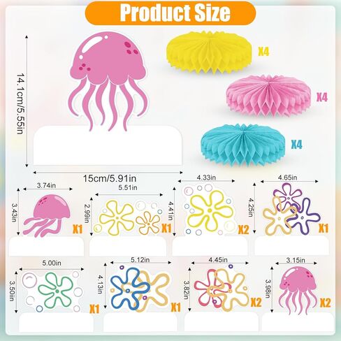 الأصفر الكرتون 3D العسل المركزية بيكيني زهرة قنديل البحر الجدول المركزية تحت البحر فقاعة الجدول القبعات العالية مع 9 تصاميم لموضوع المحيط عيد ميلاد حزب استحمام الطفل زينة الزفاف in Kuwait