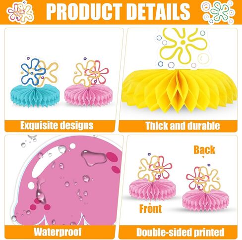 الأصفر الكرتون 3D العسل المركزية بيكيني زهرة قنديل البحر الجدول المركزية تحت البحر فقاعة الجدول القبعات العالية مع 9 تصاميم لموضوع المحيط عيد ميلاد حزب استحمام الطفل زينة الزفاف in Kuwait