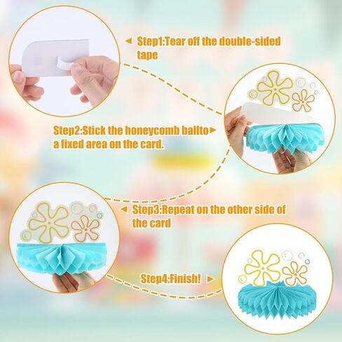 الأصفر الكرتون 3D العسل المركزية بيكيني زهرة قنديل البحر الجدول المركزية تحت البحر فقاعة الجدول القبعات العالية مع 9 تصاميم لموضوع المحيط عيد ميلاد حزب استحمام الطفل زينة الزفاف in Kuwait