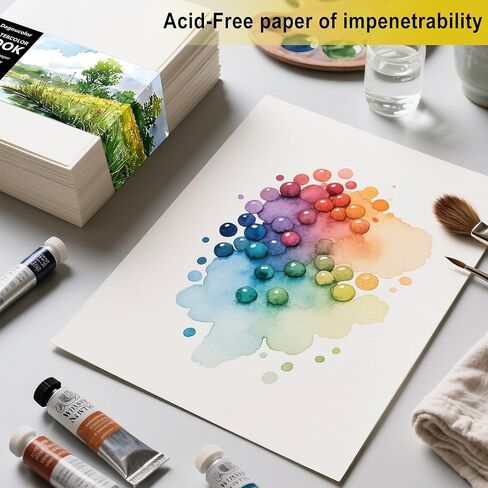 ورق ألوان مائية DagouColor، مقاس 22.86 سم × 30.48 سم، 200 جرام في المتر المربع، 150 قطعة من ورق الألوان المائية السائب، لوازم فنية للفنانين البالغين والأولاد والبنات والطلاب والرسم والوسائط المختلطة in Kuwait