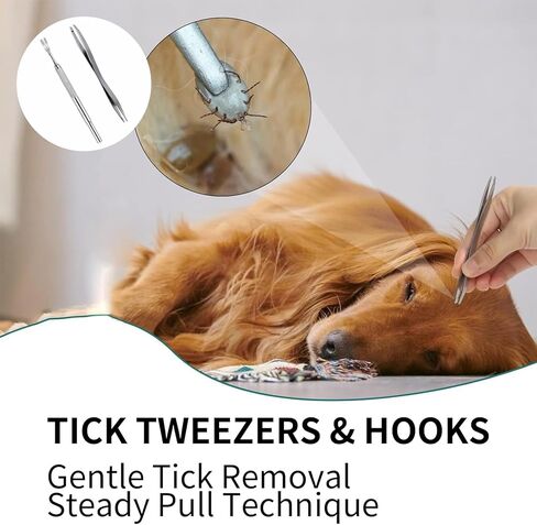 Tick Removal Tool 8 in 1 with Storage Box, Flea Comb, Magnifying Glass, Tick Tweezers, Dog Tick Remover Tool Tick Removal Kit Tick Removal Tool for Dogs Cats Pet Tick Comb in Saudi Arabia