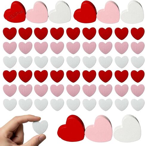120 قطعة من الأشكال المسطحة ذات القلب الخشبي الصغير، 3 ألوان متنوعة، قصاصات قلب خشبية صغيرة لحفلات الزفاف في عيد الحب، مستلزمات الحرف اليدوية، حشو المزهرية (قلب المحادثة) in Kuwait