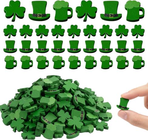 60 قطعة من الزخارف الخشبية المسطحة الصغيرة لعيد القديس باتريك، تماثيل البرسيم الصغيرة المصنوعة من الخشب الصغير على الوجهين، زينة للحرف اليدوية اليدوية، سجل القصاصات، ديكور صينية متدرجة، لهجات الحفلات الأيرلندية in Kuwait