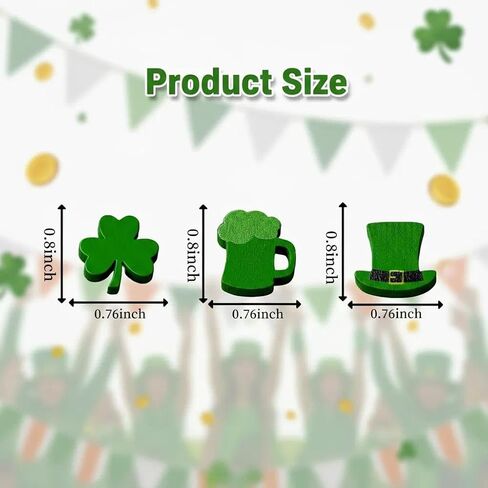 60 قطعة من الزخارف الخشبية المسطحة الصغيرة لعيد القديس باتريك، تماثيل البرسيم الصغيرة المصنوعة من الخشب الصغير على الوجهين، زينة للحرف اليدوية اليدوية، سجل القصاصات، ديكور صينية متدرجة، لهجات الحفلات الأيرلندية in Kuwait