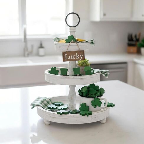 60 قطعة من الزخارف الخشبية المسطحة الصغيرة لعيد القديس باتريك، تماثيل البرسيم الصغيرة المصنوعة من الخشب الصغير على الوجهين، زينة للحرف اليدوية اليدوية، سجل القصاصات، ديكور صينية متدرجة، لهجات الحفلات الأيرلندية in Kuwait