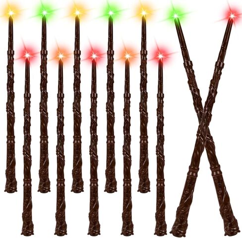 Light Up Wizard Wand with 4 Lighting Colors & Sounds - 12 PCS Illuminating Magic Witch Toy Wand Set for Kids Cosplay Party Favors School Rewards, Hive in Saudi Arabia