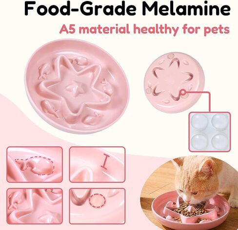 3 Pcs Cat Slow Feeder Bowl – Whisker Friendly Melamine Puzzle Feeding Cat Bowl for Slow Eating – Wet & Dry Food – Dishwasher Safe, Lightweight, Non-Slip (Blue+Pink+Green, 6.3'') in Saudi Arabia