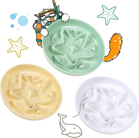 3 Pcs Cat Slow Feeder Bowl – Whisker Friendly Melamine Puzzle Feeding Cat Bowl for Slow Eating – Wet & Dry Food – Dishwasher Safe, Lightweight, Non-Slip (Blue+Pink+Green, 6.3'') in Saudi Arabia