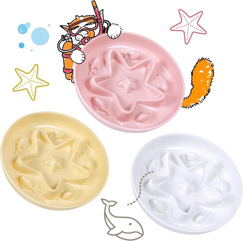 3 Pcs Cat Slow Feeder Bowl – Whisker Friendly Melamine Puzzle Feeding Cat Bowl for Slow Eating – Wet & Dry Food – Dishwasher Safe, Lightweight, Non-Slip (Blue+Pink+Green, 6.3'') in Saudi Arabia