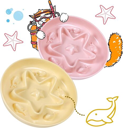 3 Pcs Cat Slow Feeder Bowl – Whisker Friendly Melamine Puzzle Feeding Cat Bowl for Slow Eating – Wet & Dry Food – Dishwasher Safe, Lightweight, Non-Slip (Blue+Pink+Green, 6.3'') in Saudi Arabia