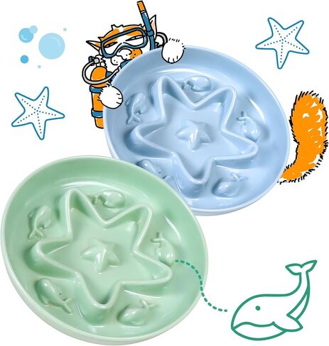 3 Pcs Cat Slow Feeder Bowl – Whisker Friendly Melamine Puzzle Feeding Cat Bowl for Slow Eating – Wet & Dry Food – Dishwasher Safe, Lightweight, Non-Slip (Blue+Pink+Green, 6.3'') in Saudi Arabia